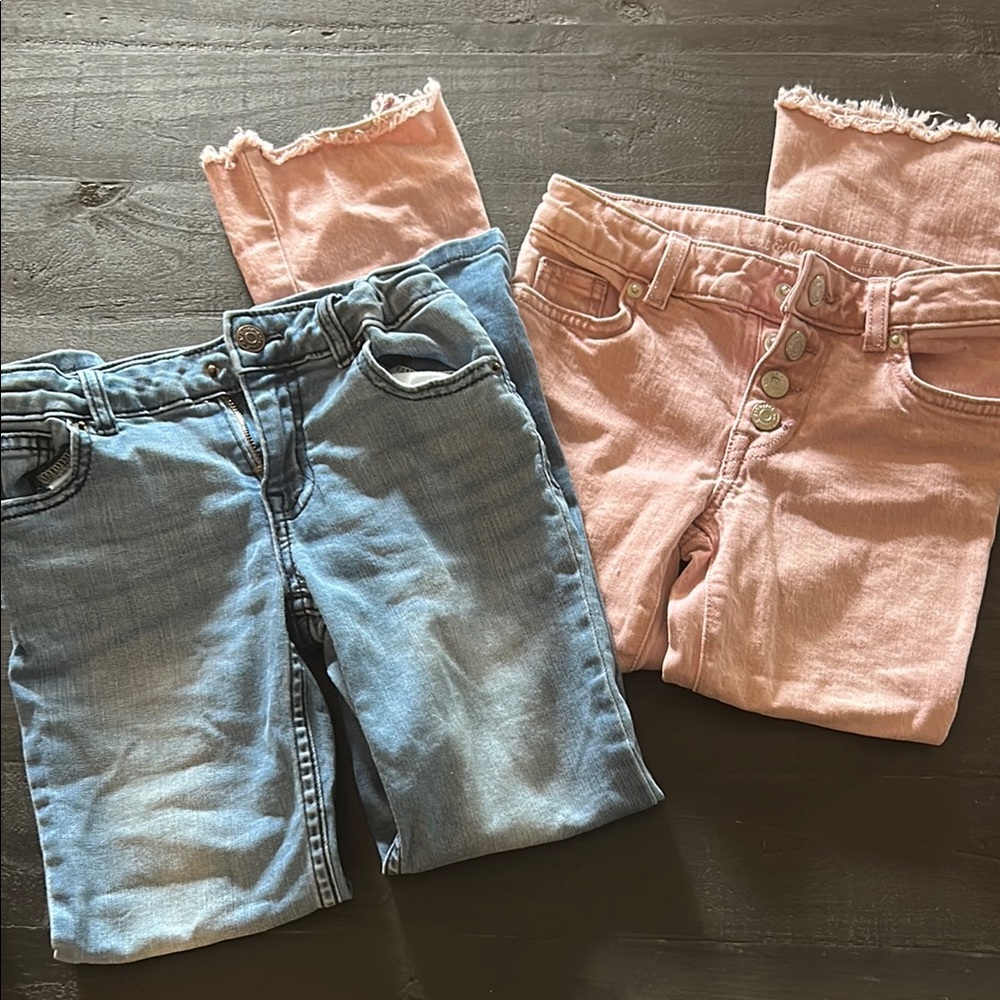 Cat and Jack bootcut stretch jeans Pink Frayed Hem Jeans and basic blue